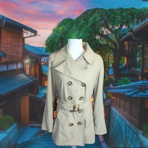 Michael Kors double breasted tan spring classic trench coat EUC sz M